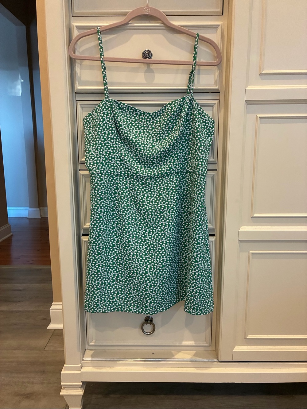 French Connection ditsy print Green and White Mini Dress